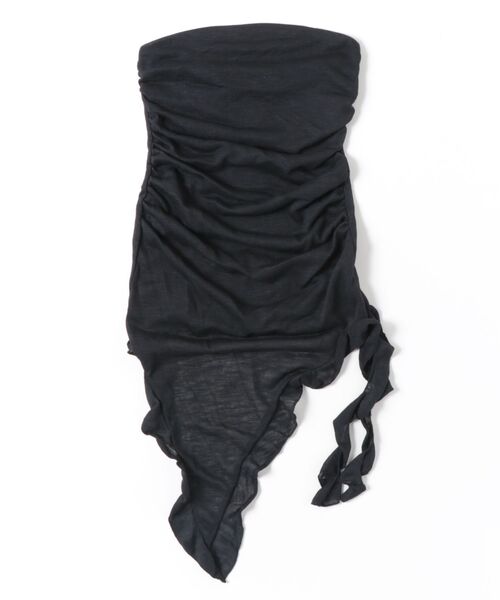 YUGA（ユーガ）の「YUGA_YGMC　　Korean-style  Asymmetrical ruffle strapless dress（キャミソール・レディース・ブラック/ホワイト・FREE）」の5枚目の写真