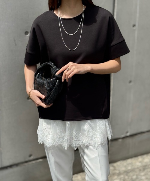 Emma Taylor（エマテイラー）の「ドッキングレースヘムレイヤードキャミソール（キャミソール・レディース・ホワイト/ブラック・FREE）」の8枚目の写真