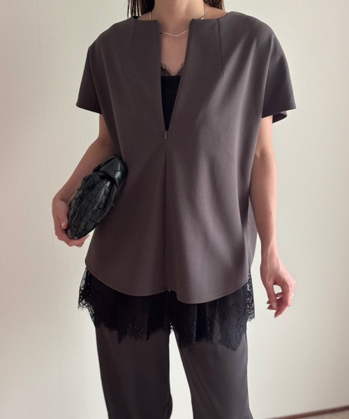 Emma Taylor（エマテイラー）の「ドッキングレースヘムレイヤードキャミソール（キャミソール・レディース・ホワイト/ブラック・FREE）」の18枚目の写真