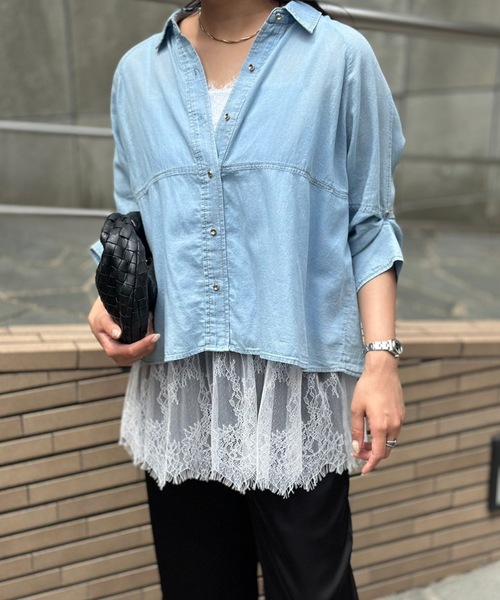 Emma Taylor（エマテイラー）の「ドッキングレースヘムレイヤードキャミソール（キャミソール・レディース・ホワイト/ブラック・FREE）」の16枚目の写真