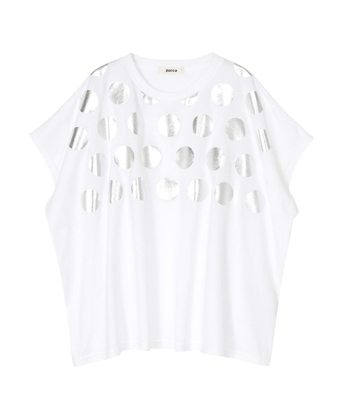 ZUCCa(ズッカ)の「ドットプリントT(Tシャツ/カットソー・レディース・ベージュ/ホワイト/ブラック・M size)」の1枚目の写真
