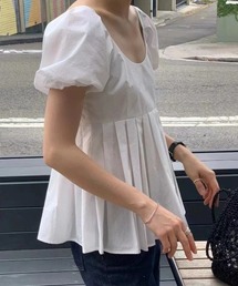 YUGA_YGMC Korean-style Puff-sleeve flared bustier top