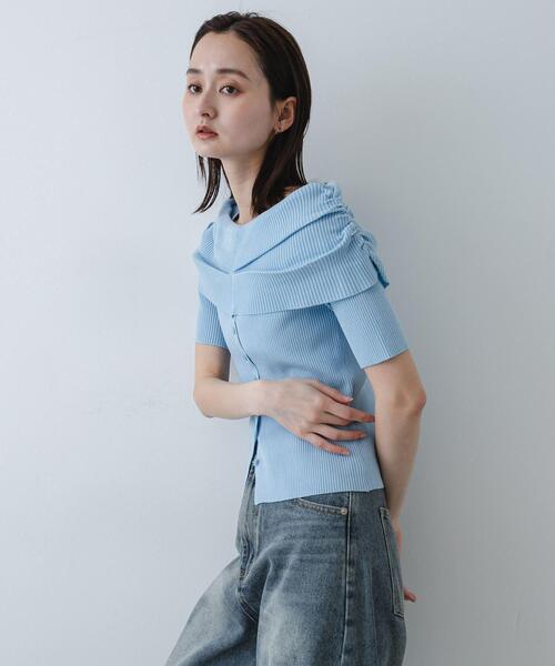 SENSE OF PLACE by URBAN RESEARCH(センスオブプレイスバイアーバンリサーチ)の「『洗濯可』オフショルリブセーター(半袖)(ニット/セーター・レディース・アイボリー/ライトブルー/ネイビー/チャコールグレー・ONE)」の15枚目の写真