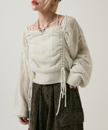 ライトラメメッシュドロストニット