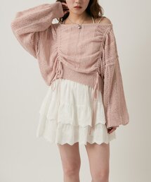 ライトラメメッシュドロストニット