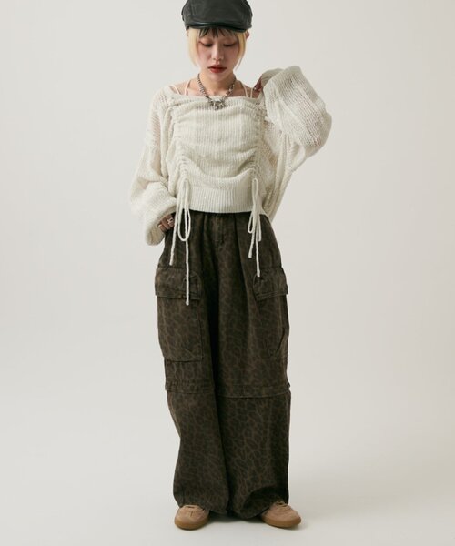 w closet(ダブルクローゼット)の「ライトラメメッシュドロストニット(ニット/セーター・レディース・オフホワイト/グリーン/ピンク/イエロー/グレー・FREE)」の9枚目の写真