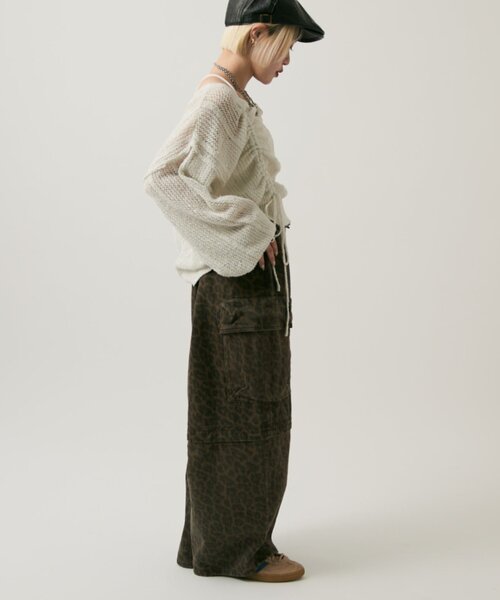 w closet(ダブルクローゼット)の「ライトラメメッシュドロストニット(ニット/セーター・レディース・オフホワイト/グリーン/ピンク/イエロー/グレー・FREE)」の10枚目の写真