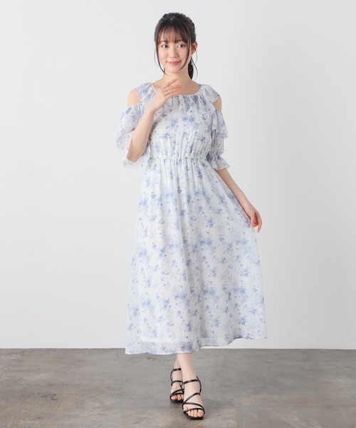 Honeys（ハニーズ）の「肩あきワンピース（ワンピース・レディース・ホワイト×ピンク/パープル系その他/ホワイト系その他2・3L/L/LL/M/S）」の5枚目の写真