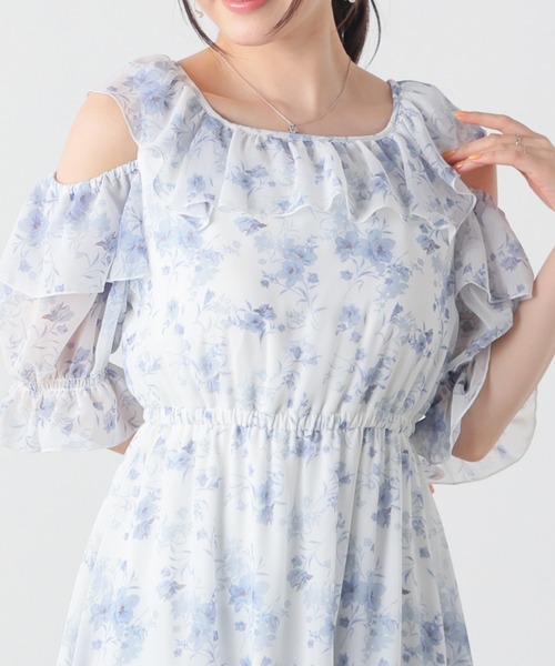 Honeys（ハニーズ）の「肩あきワンピース（ワンピース・レディース・ホワイト×ピンク/パープル系その他/ホワイト系その他2・3L/L/LL/M/S）」の6枚目の写真
