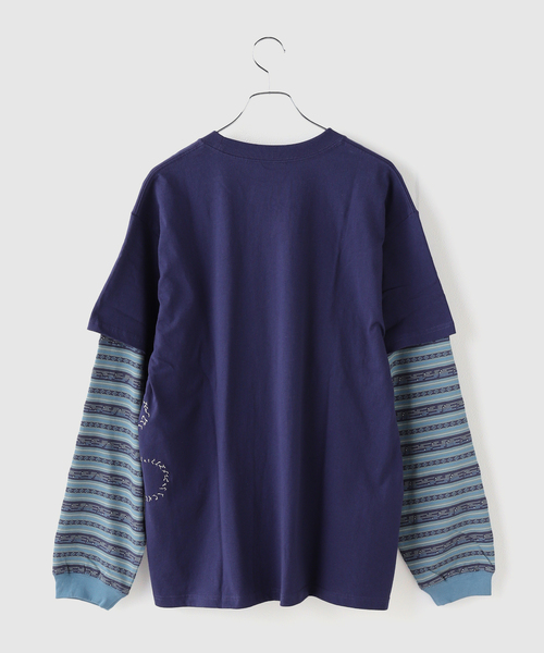 YESEYESEE(イエスアイシー)の「YESEYESEE / イエスアイシー Y.E.S Jacquard Stripe Layerd(Tシャツ/カットソー・メンズ・ブルー/チャコールグレー・LARGE/MEDIUM)」の6枚目の写真