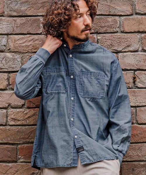 ms6535 Indigo Nylon Chemical Wash Shirt — индиго нейлоновая рубашка PF-262-004