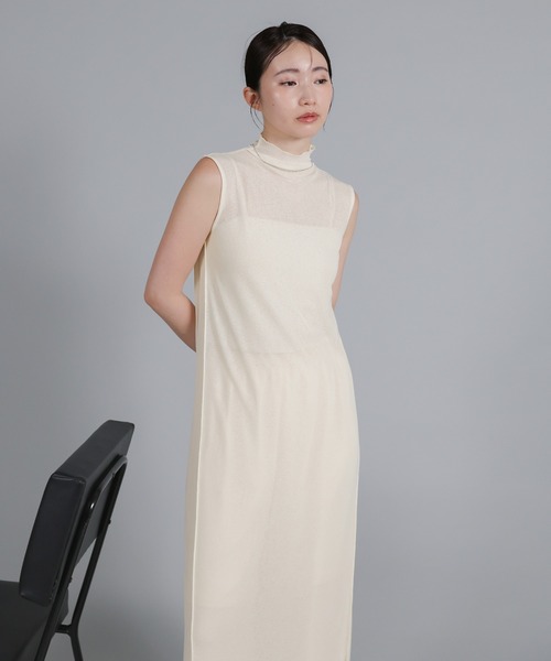 Et】2Way Sheer Net Mock Neck Onepiece（ワンピース）｜select MOCA