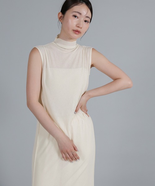 select MOCA Et(セレクトモカエト)の「【Et】2Way Sheer Net Mock Neck Onepiece(ワンピース・レディース・ブラック/アイボリー・FREE)」の8枚目の写真