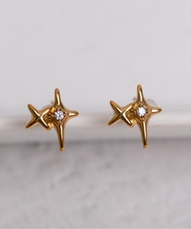 ダブルモチーフ ダイヤピアス【アレルギー対応】