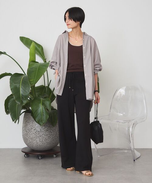 AMERICAN HOLIC（アメリカンホリック）の「シアーデニム加工ギャザーリボンシャツ（シャツ/ブラウス・レディース・ピンク/グレー/インディゴブルー/ライトインディゴブルー・L/M）」の6枚目の写真