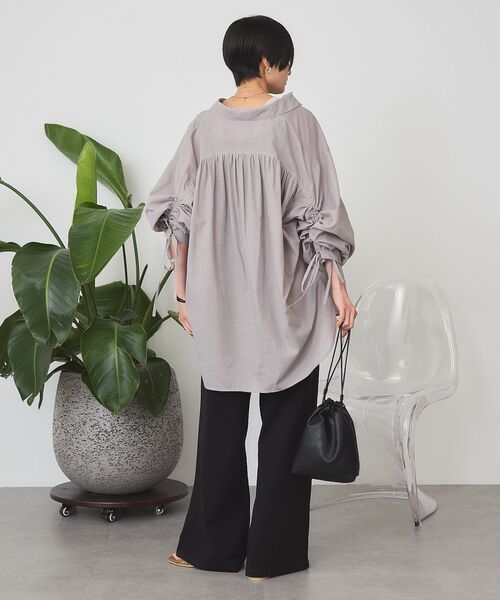 AMERICAN HOLIC（アメリカンホリック）の「シアーデニム加工ギャザーリボンシャツ（シャツ/ブラウス・レディース・ピンク/グレー/インディゴブルー/ライトインディゴブルー・L/M）」の8枚目の写真