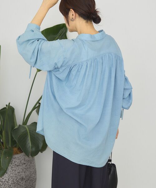AMERICAN HOLIC（アメリカンホリック）の「シアーデニム加工ギャザーリボンシャツ（シャツ/ブラウス・レディース・ピンク/グレー/インディゴブルー/ライトインディゴブルー・L/M）」の12枚目の写真
