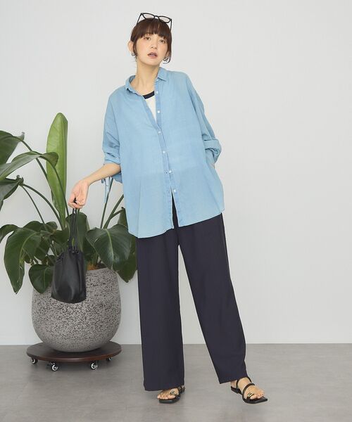 AMERICAN HOLIC（アメリカンホリック）の「シアーデニム加工ギャザーリボンシャツ（シャツ/ブラウス・レディース・ピンク/グレー/インディゴブルー/ライトインディゴブルー・L/M）」の13枚目の写真