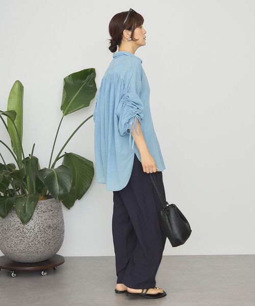 AMERICAN HOLIC（アメリカンホリック）の「シアーデニム加工ギャザーリボンシャツ（シャツ/ブラウス・レディース・ピンク/グレー/インディゴブルー/ライトインディゴブルー・L/M）」の14枚目の写真
