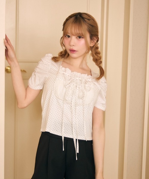 セール】ドットダブルリボントップス（Tシャツ/カットソー）｜TITTY&CO