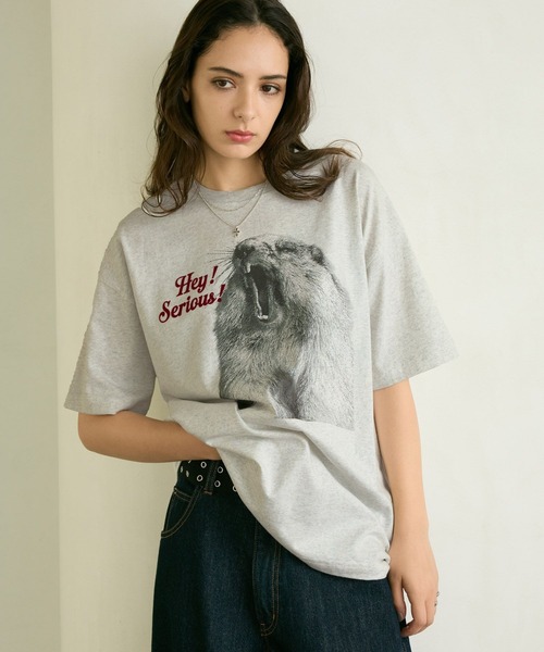 PBLIM(ページボーイリム)の「《UNISEX》シャウトアニマルT(Tシャツ/カットソー・レディース・グレー系2/グレー系1/ホワイト系2/ホワイト系1・FREE)」の1枚目の写真