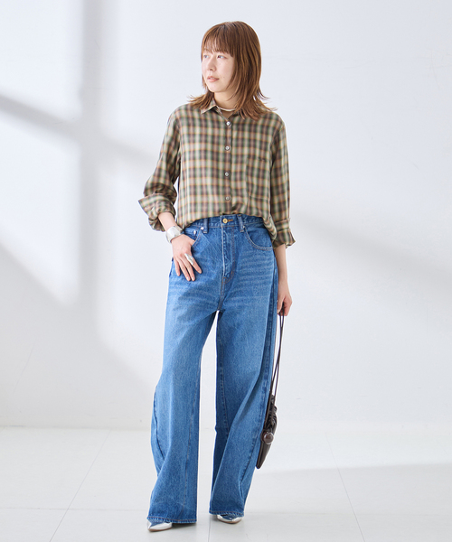 journal standard L'essage(ジャーナルスタンダードレサージュ)の「チェックシャツ(シャツ/ブラウス・レディース・ブラウン/モスグリーン/ブラック・FREE)」の6枚目の写真