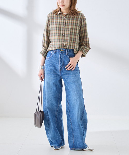 journal standard L'essage(ジャーナルスタンダードレサージュ)の「チェックシャツ(シャツ/ブラウス・レディース・ブラウン/モスグリーン/ブラック・FREE)」の21枚目の写真