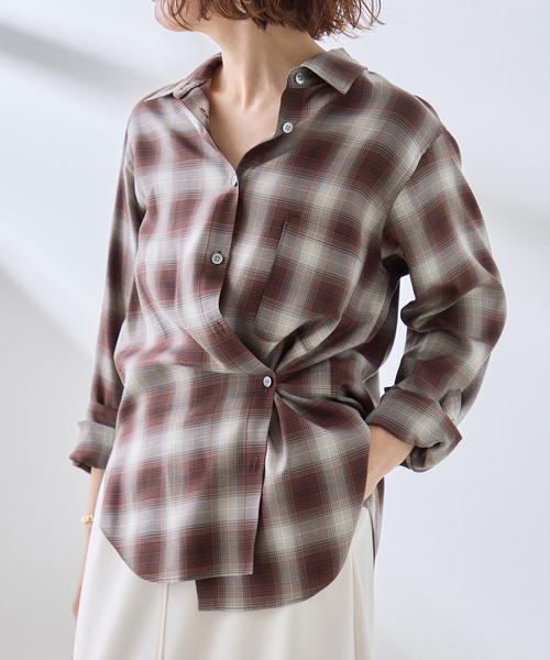 journal standard L'essage(ジャーナルスタンダードレサージュ)の「チェックシャツ(シャツ/ブラウス・レディース・ブラウン/モスグリーン/ブラック・FREE)」の17枚目の写真