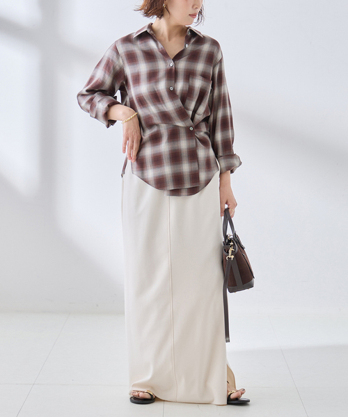 journal standard L'essage(ジャーナルスタンダードレサージュ)の「チェックシャツ(シャツ/ブラウス・レディース・ブラウン/モスグリーン/ブラック・FREE)」の21枚目の写真