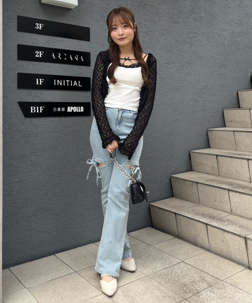 continuer de NICE CLAUP（コンティニューデナイスクラップ）の「カップ付アソートキャミ（キャミソール・レディース・オフホワイト/ホワイト系その他/ブラック/ブラック系その他・FREE）」の8枚目の写真