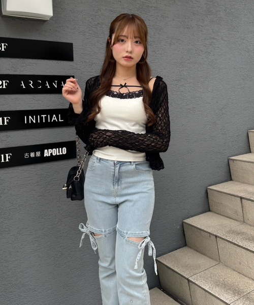 continuer de NICE CLAUP（コンティニューデナイスクラップ）の「カップ付アソートキャミ（キャミソール・レディース・オフホワイト/ホワイト系その他/ブラック/ブラック系その他・FREE）」の9枚目の写真
