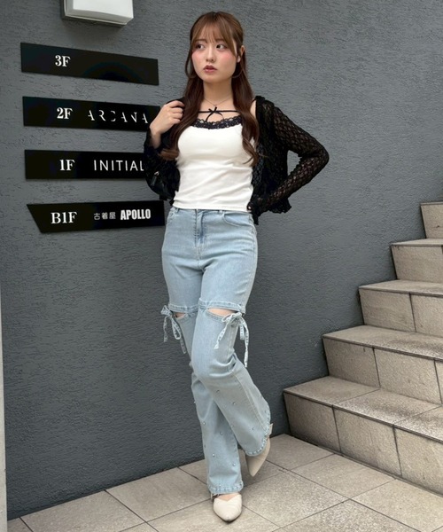 continuer de NICE CLAUP（コンティニューデナイスクラップ）の「カップ付アソートキャミ（キャミソール・レディース・オフホワイト/ホワイト系その他/ブラック/ブラック系その他・FREE）」の7枚目の写真