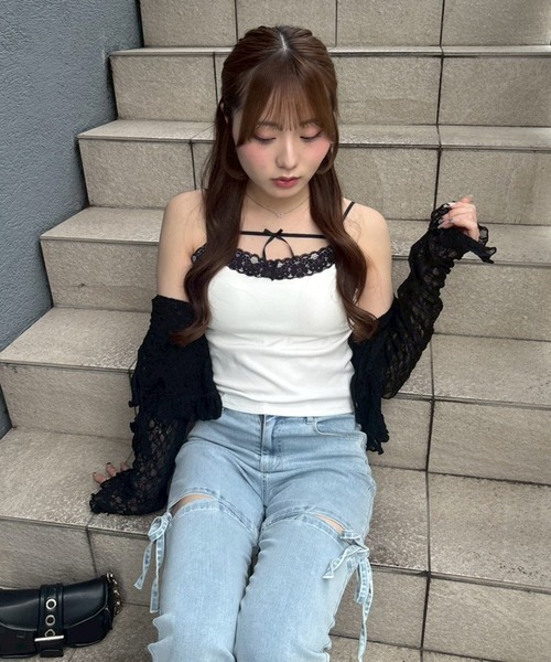 continuer de NICE CLAUP（コンティニューデナイスクラップ）の「カップ付アソートキャミ（キャミソール・レディース・オフホワイト/ホワイト系その他/ブラック/ブラック系その他・FREE）」の12枚目の写真