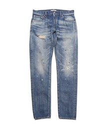 DAMAGED DENIM TAPERED-FIT JEANS