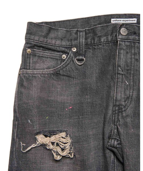 uniform experiment(ユニフォームエクスペリメント)の「DAMAGED DENIM TAPERED-FIT JEANS(デニムパンツ・メンズ・インディゴブルー/ブラック・1/2/3/4)」の6枚目の写真