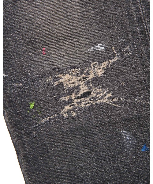 uniform experiment(ユニフォームエクスペリメント)の「DAMAGED DENIM TAPERED-FIT JEANS(デニムパンツ・メンズ・インディゴブルー/ブラック・1/2/3/4)」の9枚目の写真