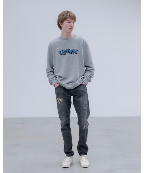 uniform experiment(ユニフォームエクスペリメント)の「DAMAGED DENIM TAPERED-FIT JEANS(デニムパンツ・メンズ・インディゴブルー/ブラック・1/2/3/4)」の4枚目の写真