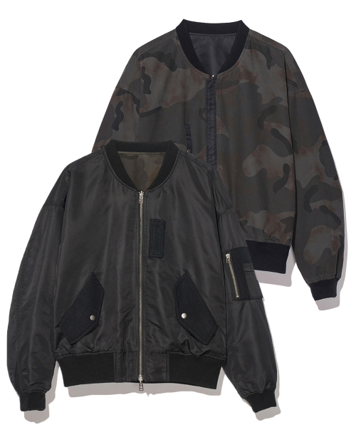 PARTIMENTO(パルティメント)の「リバーシブルニットパネルMA-1ブラック(ブルゾン・メンズ・その他・MEDIUM/LARGE)」の1枚目の写真