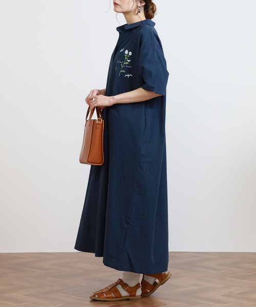 Emago(イマゴ)の「EMAGO 鳥とお花刺繍ワンピース(シャツワンピース・レディース・ホワイト・FREE)」の14枚目の写真