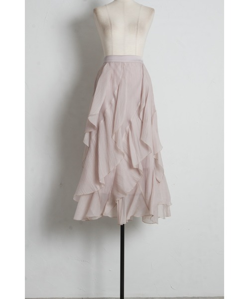 tocco closet(トッコ クローゼット)の「ラッフルフリル切り替えひらりんシアースカート(スカート・レディース・オフホワイト/ピンクベージュ・M)」の21枚目の写真