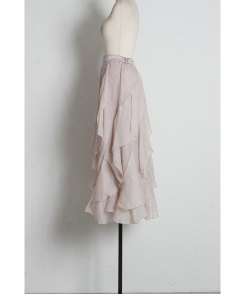 tocco closet(トッコ クローゼット)の「ラッフルフリル切り替えひらりんシアースカート(スカート・レディース・オフホワイト/ピンクベージュ・M)」の22枚目の写真