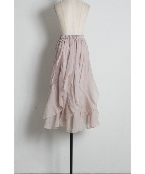 tocco closet(トッコ クローゼット)の「ラッフルフリル切り替えひらりんシアースカート(スカート・レディース・オフホワイト/ピンクベージュ・M)」の16枚目の写真