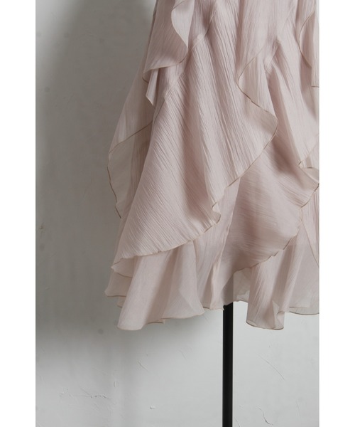 tocco closet(トッコ クローゼット)の「ラッフルフリル切り替えひらりんシアースカート(スカート・レディース・オフホワイト/ピンクベージュ・M)」の11枚目の写真