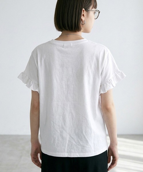 CRB（シーアールビー）の「袖フリルカレッジプリントビッグTシャツ（Tシャツ/カットソー・レディース・オフホワイト/チャコール/オレンジ・F）」の17枚目の写真