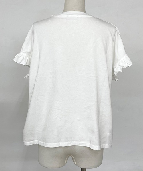 CRB（シーアールビー）の「袖フリルカレッジプリントビッグTシャツ（Tシャツ/カットソー・レディース・オフホワイト/チャコール/オレンジ・F）」の9枚目の写真