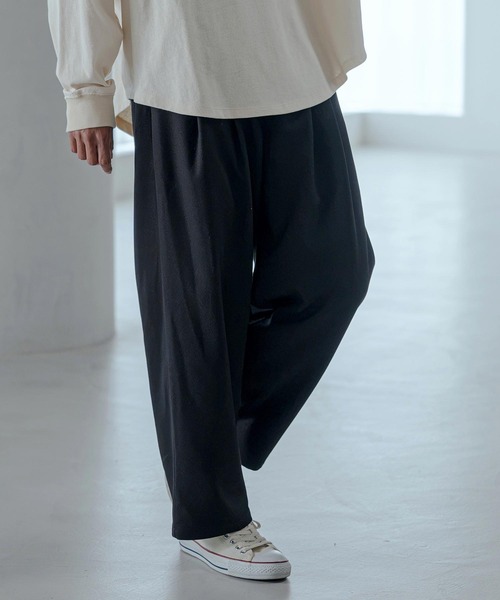 Magine(マージン)の「mp15249-Pique Jersey Two-Tuck Wide Straight Easy Pants ワイドストレートイージーパンツ(MGN-263-030)(その他パンツ・メンズ・ブラック/ネイビー/チャコール・44/46/48)」の4枚目の写真