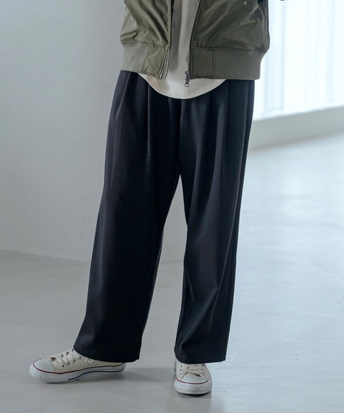 Magine(マージン)の「mp15249-Pique Jersey Two-Tuck Wide Straight Easy Pants ワイドストレートイージーパンツ(MGN-263-030)(その他パンツ・メンズ・ブラック/ネイビー/チャコール・44/46/48)」の5枚目の写真