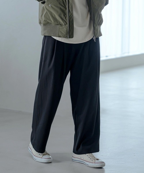 Magine(マージン)の「mp15249-Pique Jersey Two-Tuck Wide Straight Easy Pants ワイドストレートイージーパンツ(MGN-263-030)(その他パンツ・メンズ・ブラック/ネイビー/チャコール・44/46/48)」の6枚目の写真