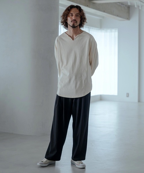 Magine(マージン)の「mp15249-Pique Jersey Two-Tuck Wide Straight Easy Pants ワイドストレートイージーパンツ(MGN-263-030)(その他パンツ・メンズ・ブラック/ネイビー/チャコール・44/46/48)」の7枚目の写真