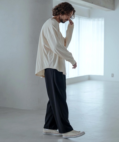 Magine(マージン)の「mp15249-Pique Jersey Two-Tuck Wide Straight Easy Pants ワイドストレートイージーパンツ(MGN-263-030)(その他パンツ・メンズ・ブラック/ネイビー/チャコール・44/46/48)」の8枚目の写真